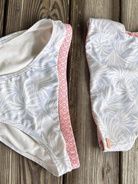 Roxy Girls Reversible Bikini Bottoms - White & Pink Pattern